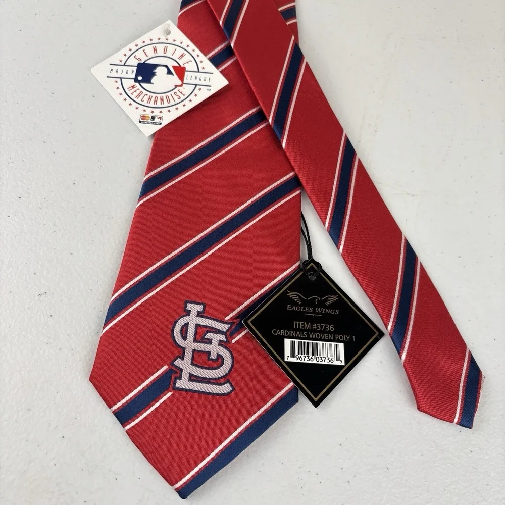 NEW St.‎ Louis Cardinals Tie Necktie Red Navy Stripe MLB Dad Fathers Day Gift